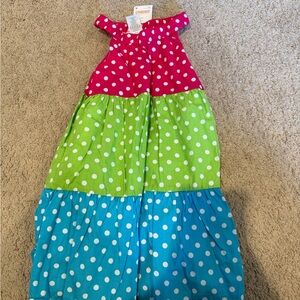 Gymboree Pink Green Blue Polka Dot Tiered Maxi Dress